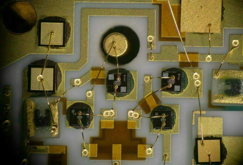 RF circuit under microscope