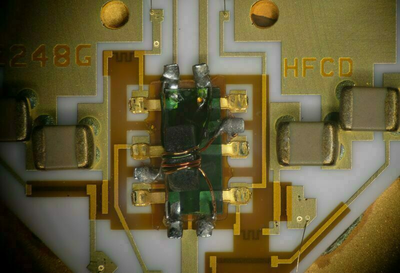 RF circuit under microscope